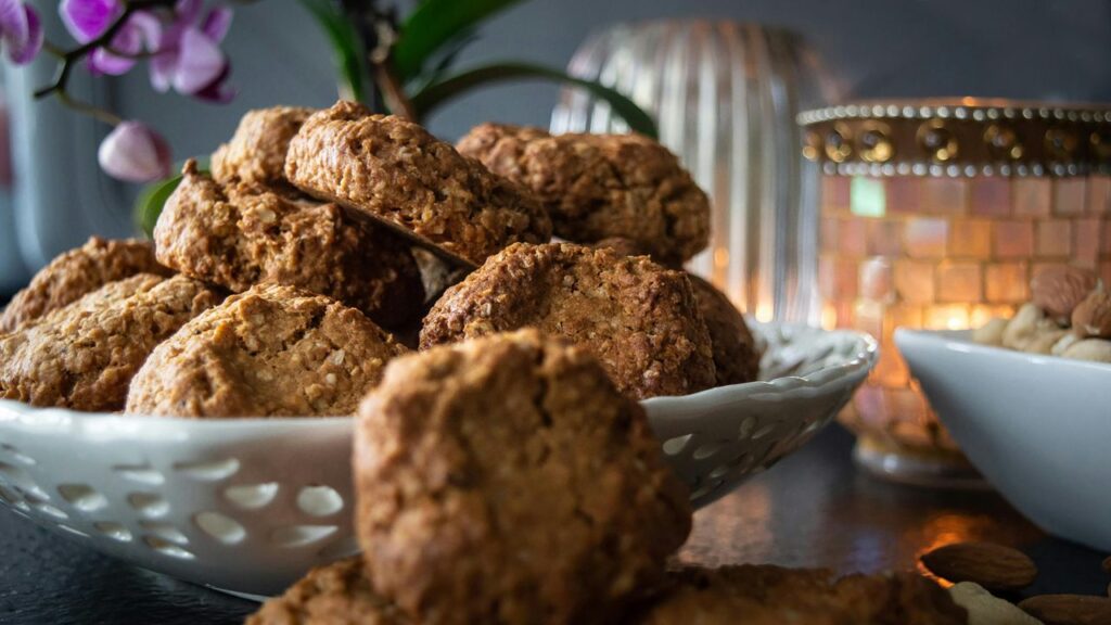 Close-Up Photo of Brown Cookies in a White Bowl