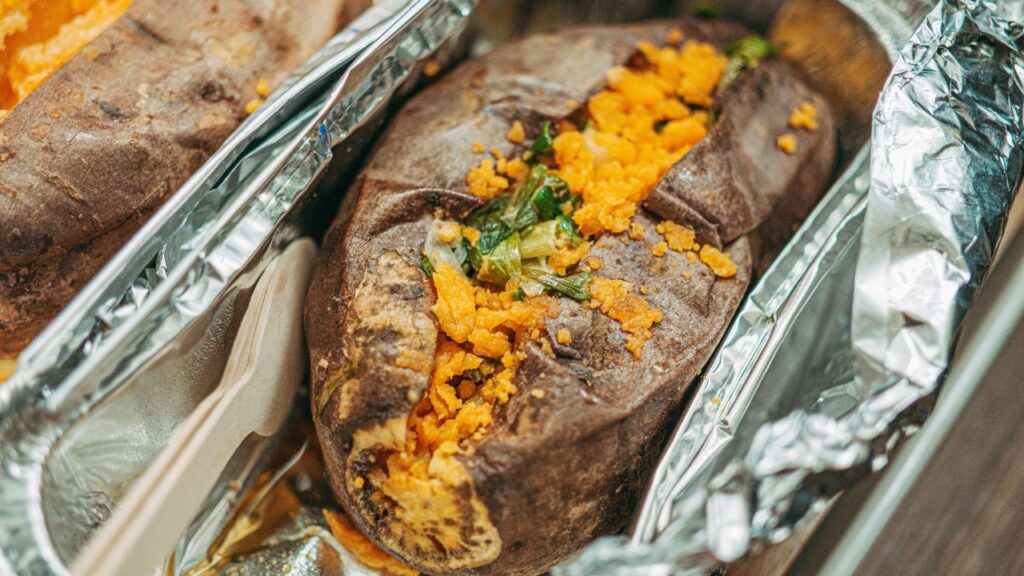 A Close-Up Shot of a Baked Sweet Potato