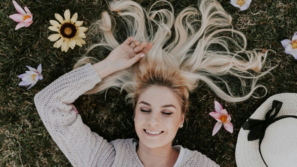 Woman Lying on Flowers