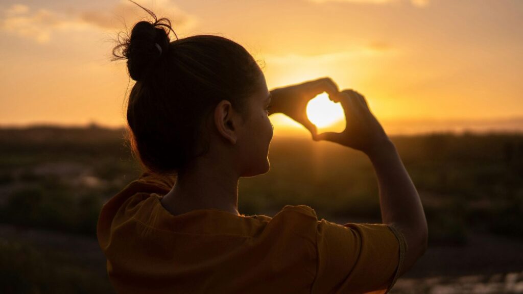 Woman Doing Hand Heart Sign