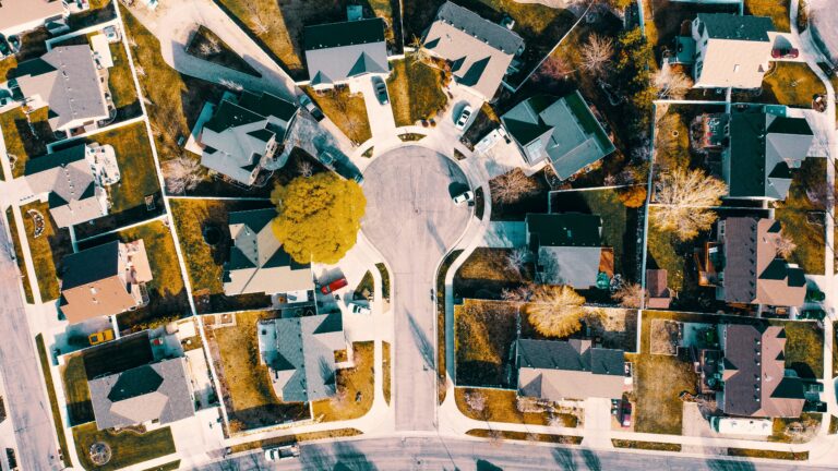 an aerial view of a neighborhood with lots of houses