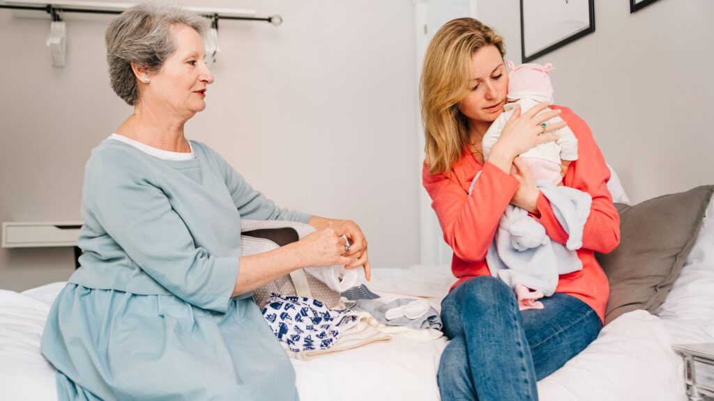 Mother holding baby