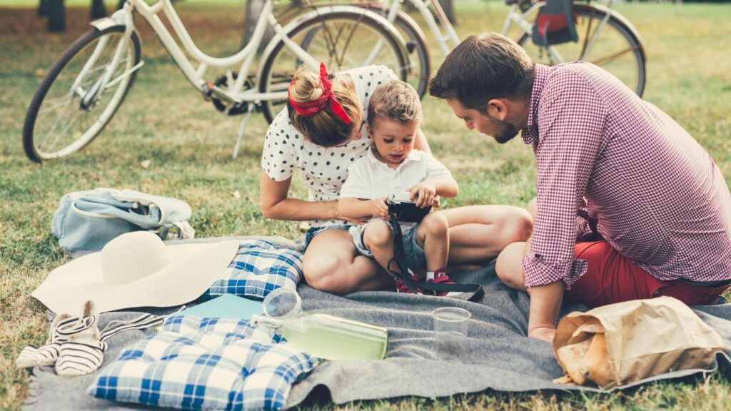 Family spending time together at park