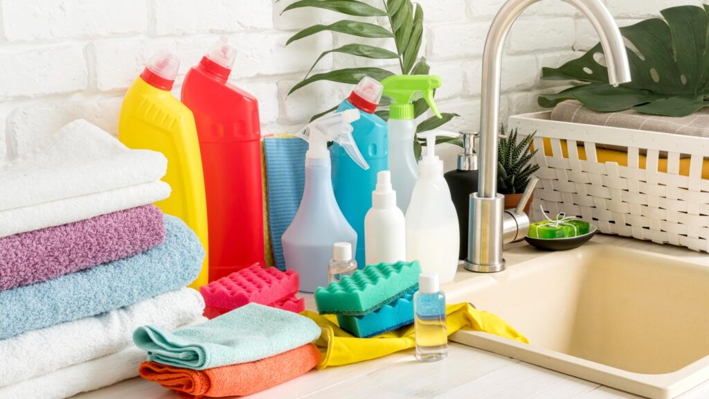 Disinfection equipment on table