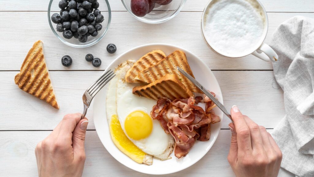 Creative assortment of breakfast meal