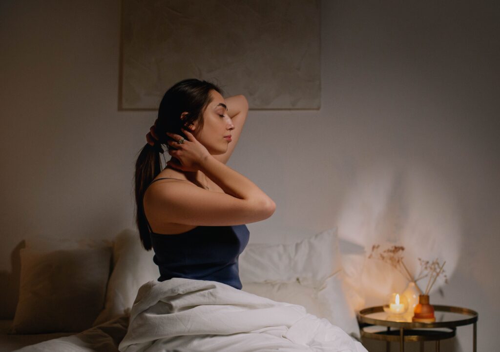 woman calming down to enable sleep