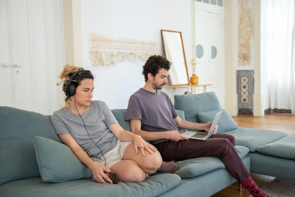 man and woman not talking