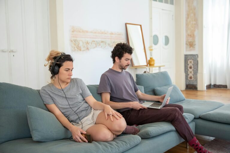 man and woman not talking