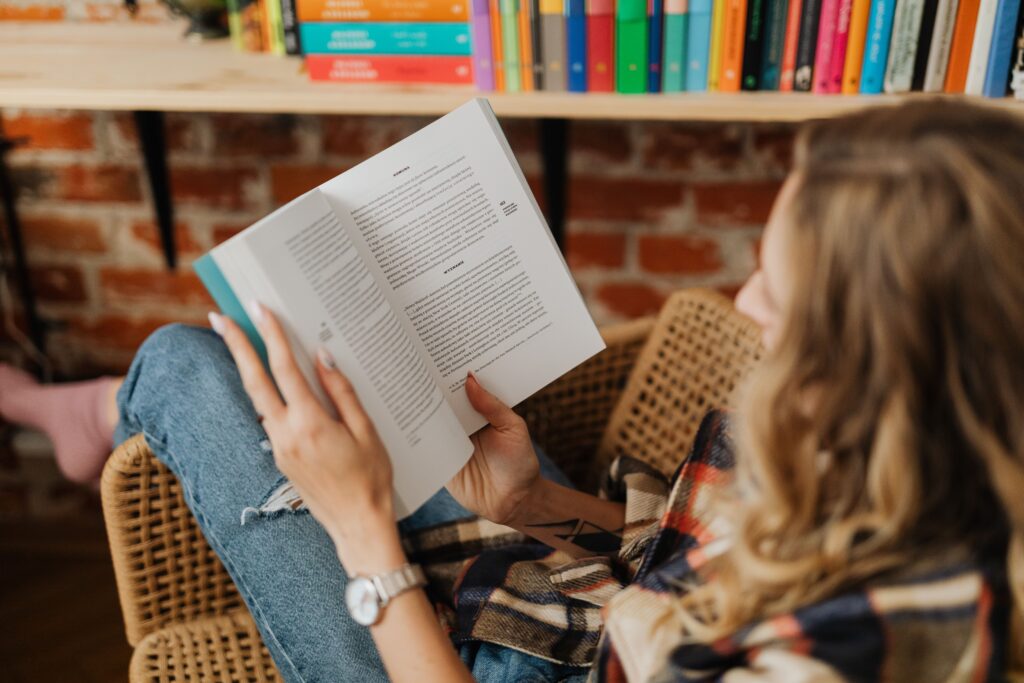 woman reading a book