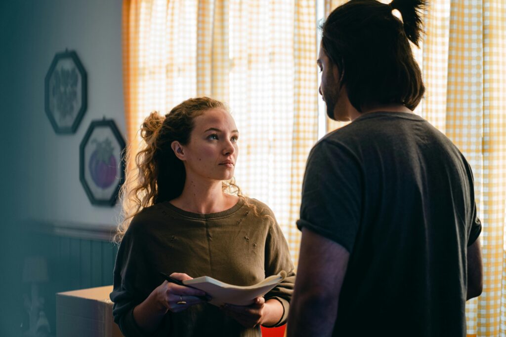 husband and wife having serious discussion
