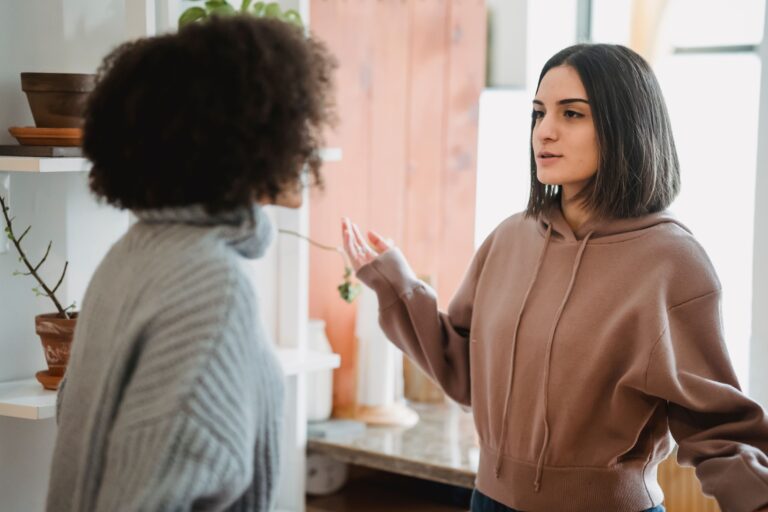two women having serious conversation