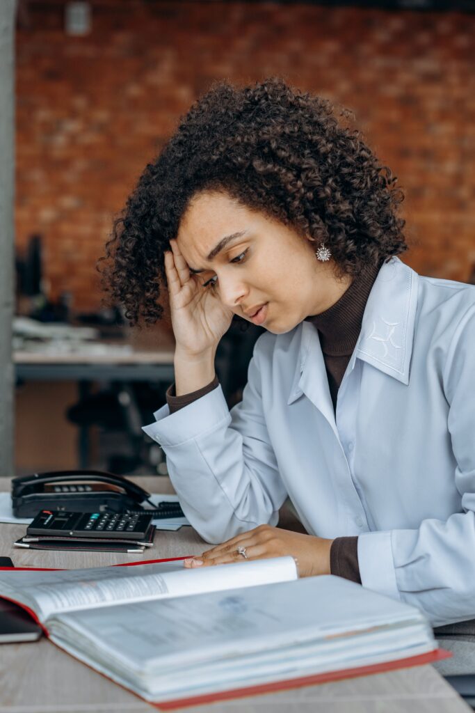 busy woman looking exhausted
