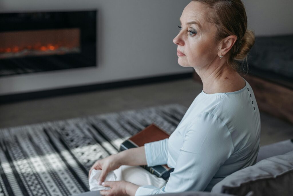 lonely woman sitting quietly