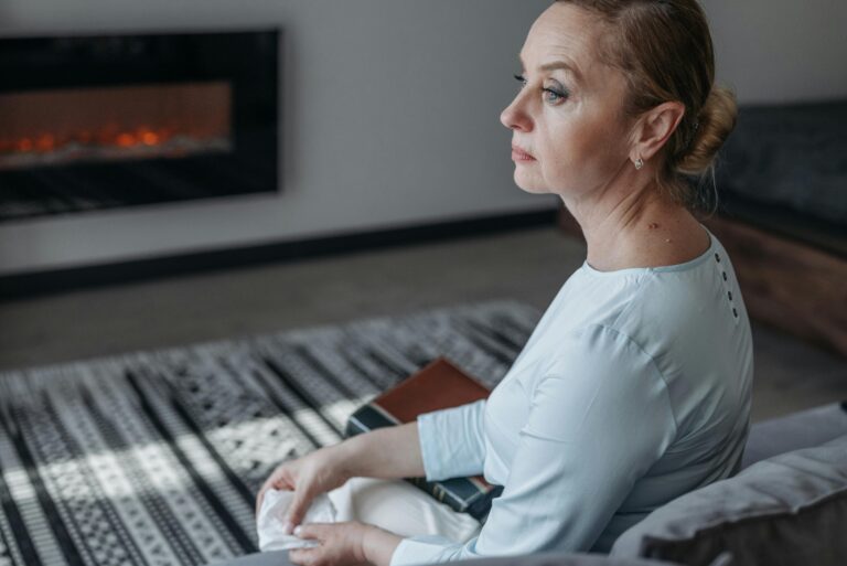lonely woman sitting quietly