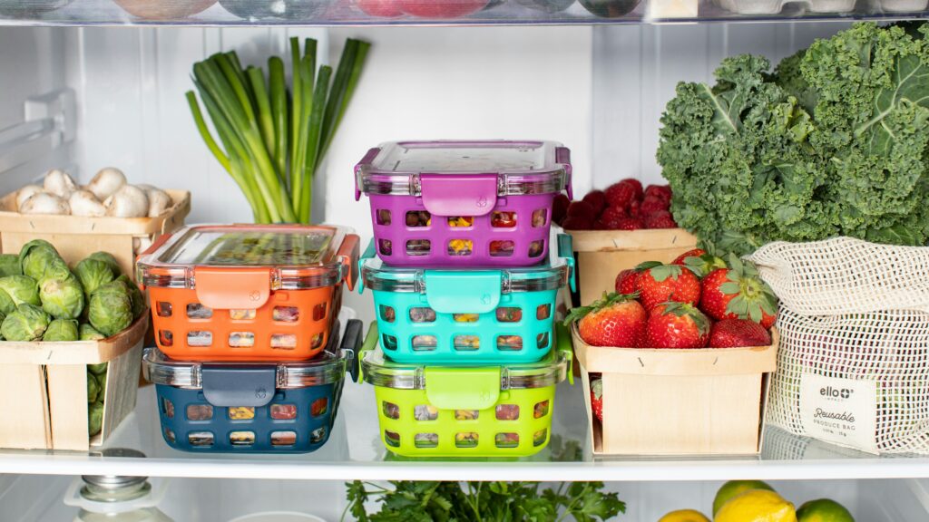 green and pink plastic container