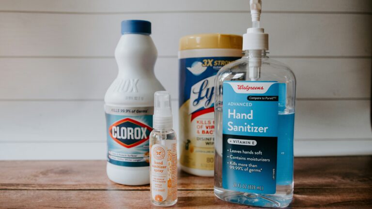 a bottle of hand sanitizer next to a bottle of hand sanitizer