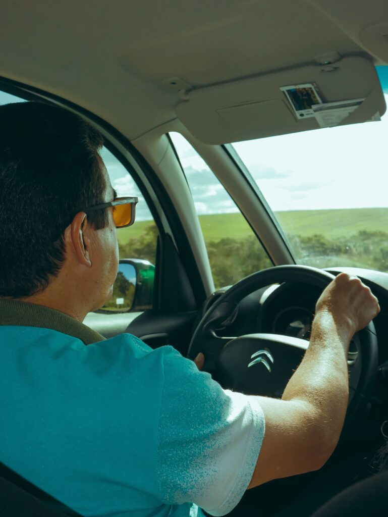 man on a casual drive