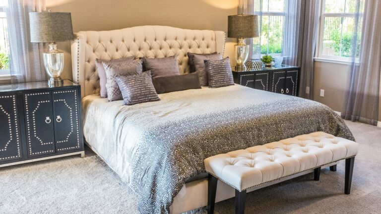 throw pillow on bed frame