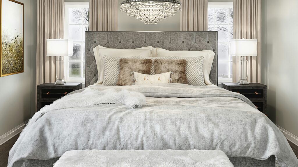 white and brown floral bed linen