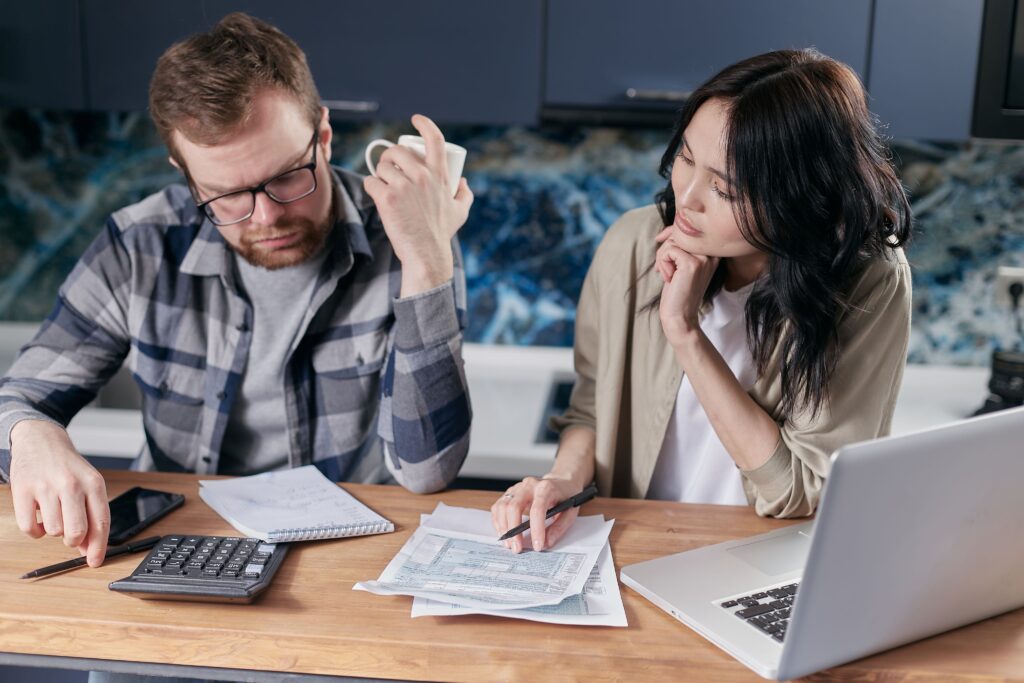 couple reviewing expenses