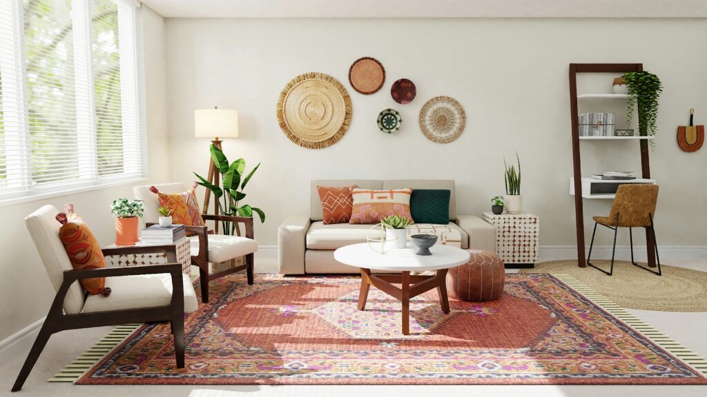 living room with well-placed rug