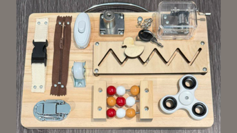 A wooden busy board sold on Amazon to keep toddlers entertained is being recalled because its zipper pull contains more lead than federal law allows.
