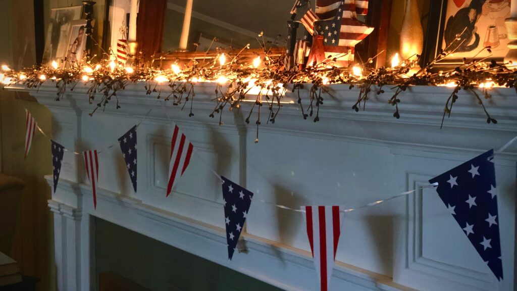 white and red flag on white wooden wall