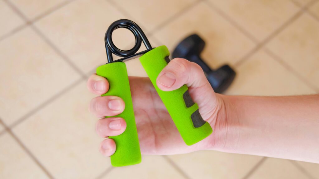 green and black hand grip