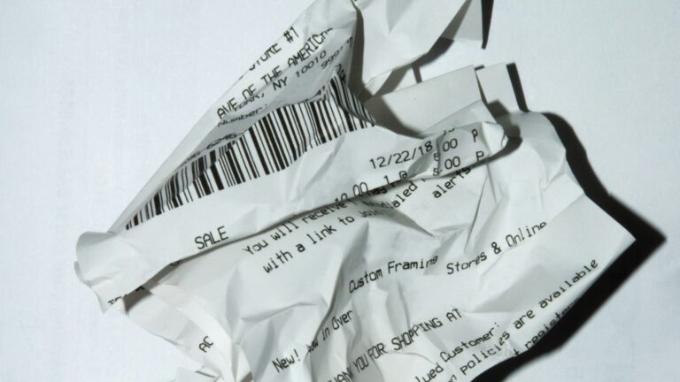 official receipt on white surface