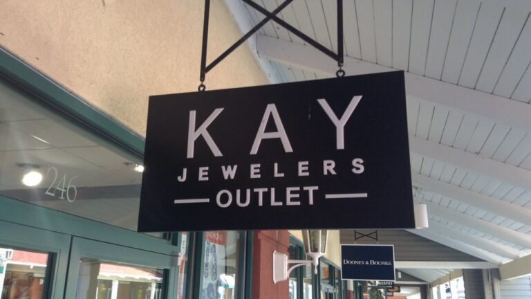A Kay Jewelers Outlet store sign at a shopping outlet mall