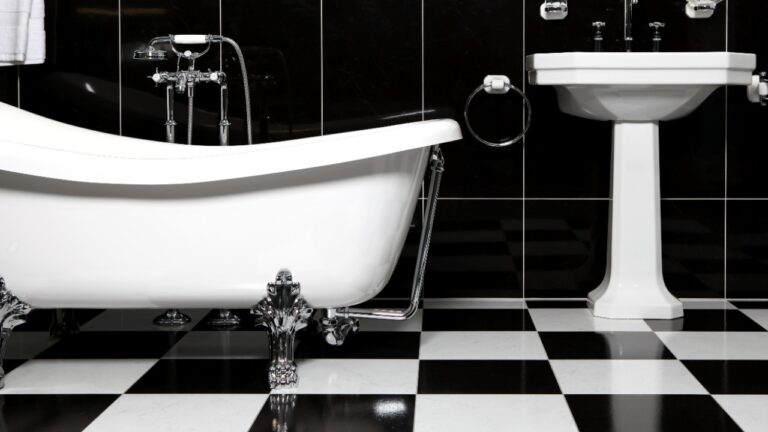 A bathtub in a home bathroom