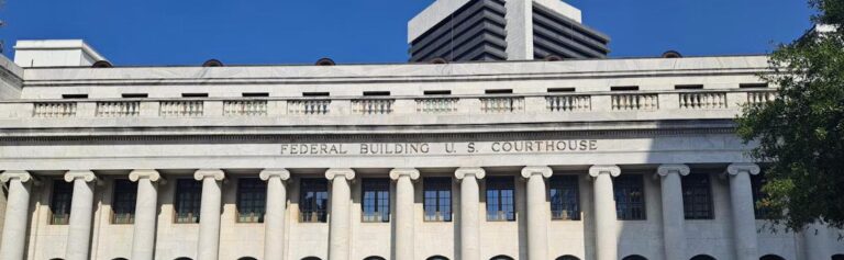 Exterior of a federal building and U.S. courthouse