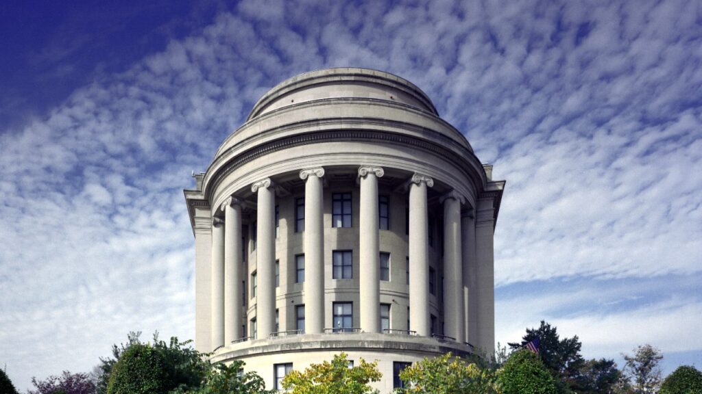 Exterior of the Federal Trade Commission headquarters building in Washington, D.C.