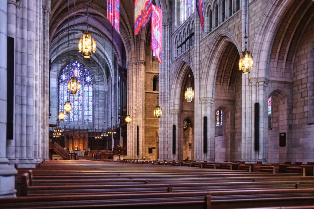 Interior of Princeton University Chapel, representing the university setting of the story